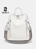 Zency Fashion Genuine Leather Backpack Multi-pocket Design Travel Convertible Shoulder Bag