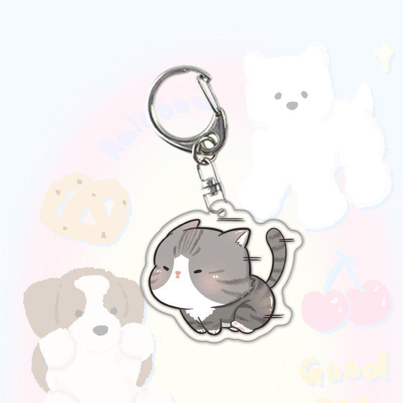 Running Animal Cat Dogs Pets Acrylic Funny Toy Animal Key Ring for Women Men DIY Car Handbag Phone Case Pendant Accessories Gift