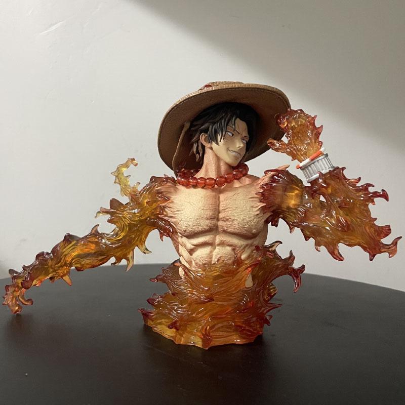One Piece Portgas D Ace Action Figure Manga One Piece Ace Figurine with Light Anime Peripheral Collection Model Figura GK Statue