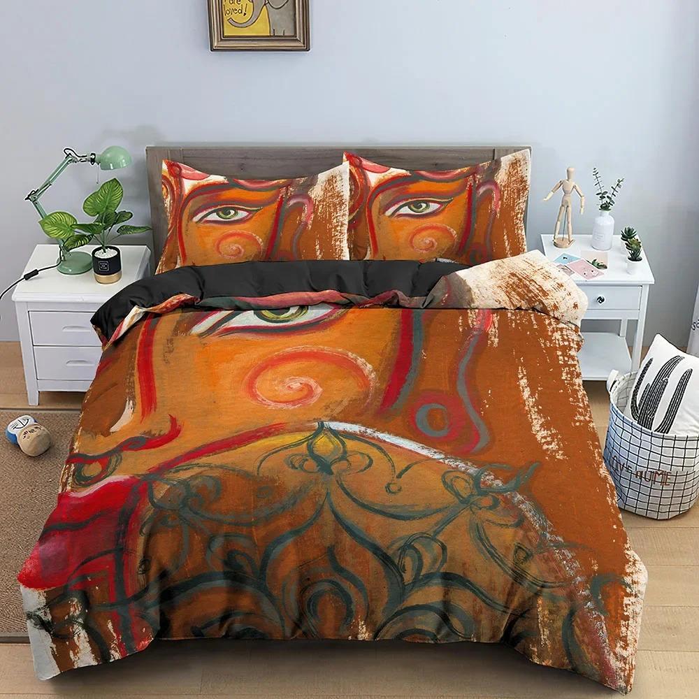 Familien Buddha Bettwäsche Set Mandala Bettbezug Luxus Twin King Size Bettwäsche Sets Bohemian Bettwäsche 23 Teile mit Kissenbezug Golden