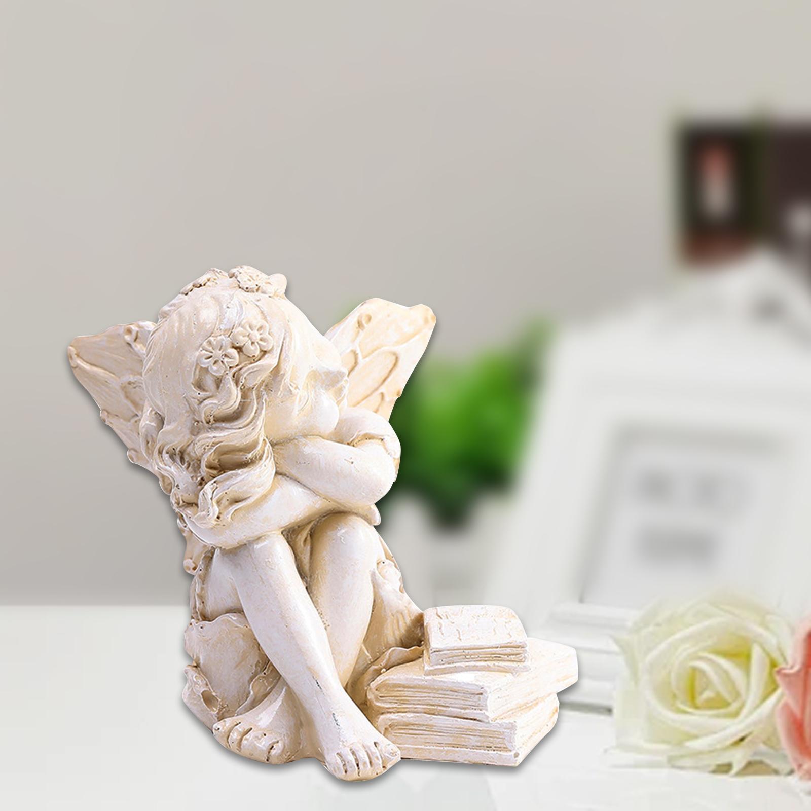 Angel Figurine Cherub Garden Statue Miniature Statue Resin Figurine for Cabinets Shelf Entryway Home Office Cabinets Living Room
