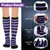 Hercicy 3 Pairs Halloween Striped Socks for Kids Cotton Spooky Striped Knee High Uniform Socks for Boys Girls 6-12 Years