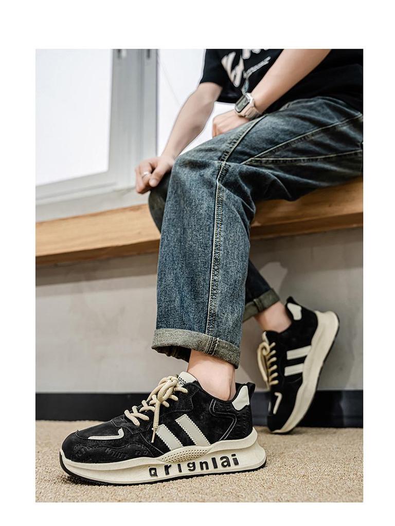 2025 Spring Men's Breathable Trendy Thick-Soled Sneakers - Casual Running Dad Shoes