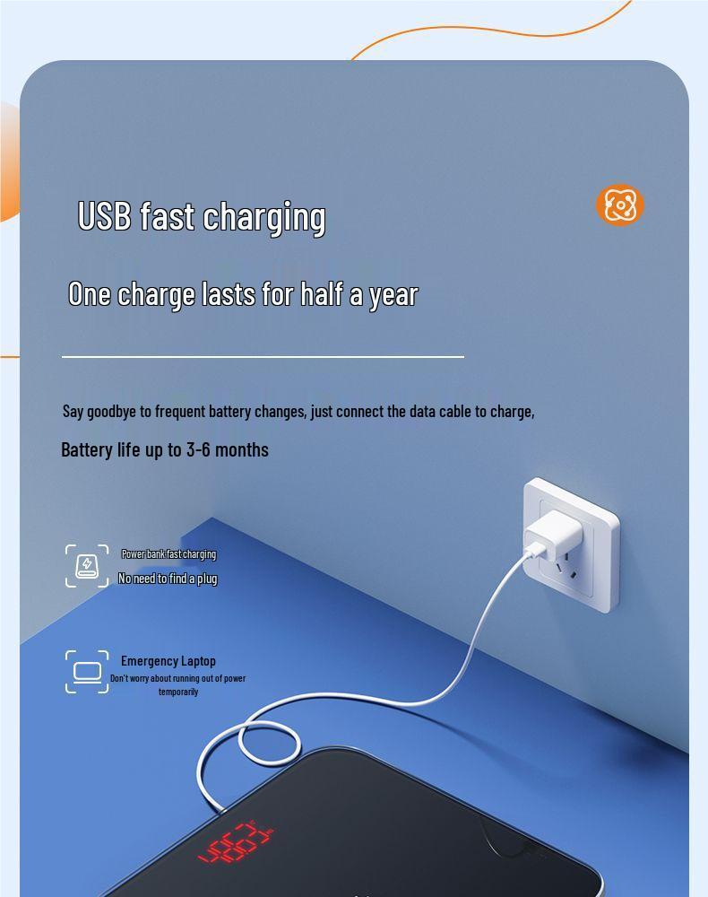 Free Shipping: Rechargeable High-Precision Household Body Weight Scale - Durable & Compact