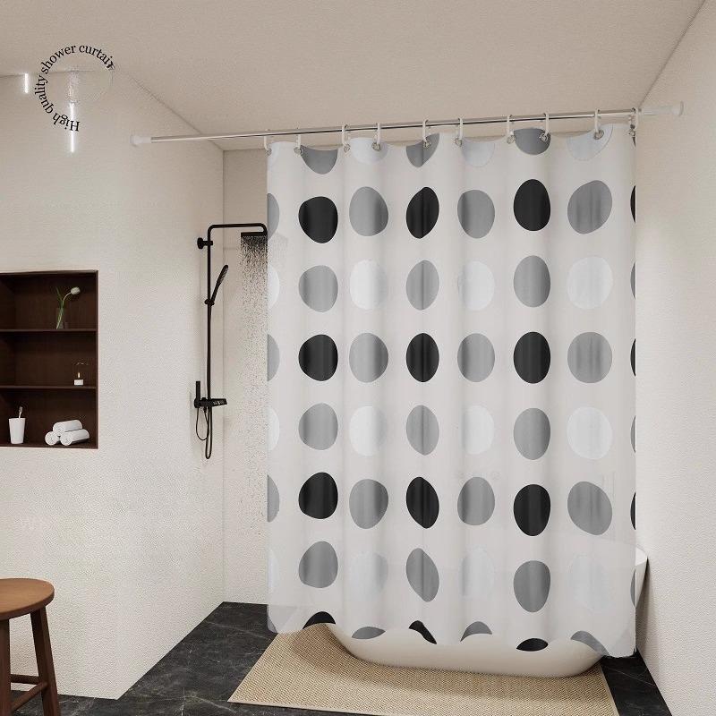Transparent Waterproof Shower Curtain Bathroom Translucent Partition Curtain Easy Clean Wipe Mildew Proof Curtains with Hooks