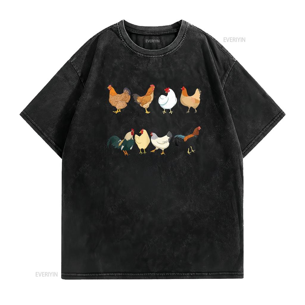 T-shirt Poulets Amateurs de Poulets Propriétaires Éleveurs s vintage Lavé mode Haut Pour le Quotidien Élégant homme Confortable