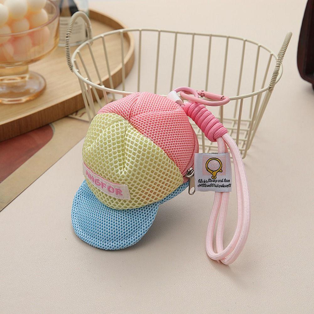 Keychain Creative Hat Mesh Pouch Decorative Portable Wallet Bag Backpack Hanging Bag Pendant  Girl