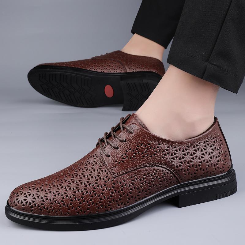 Fashion Genuine Leather Men's Shoes High End Quality Classic Style Formal Business Office Party Spring and Summer Adult Breathable Shoes