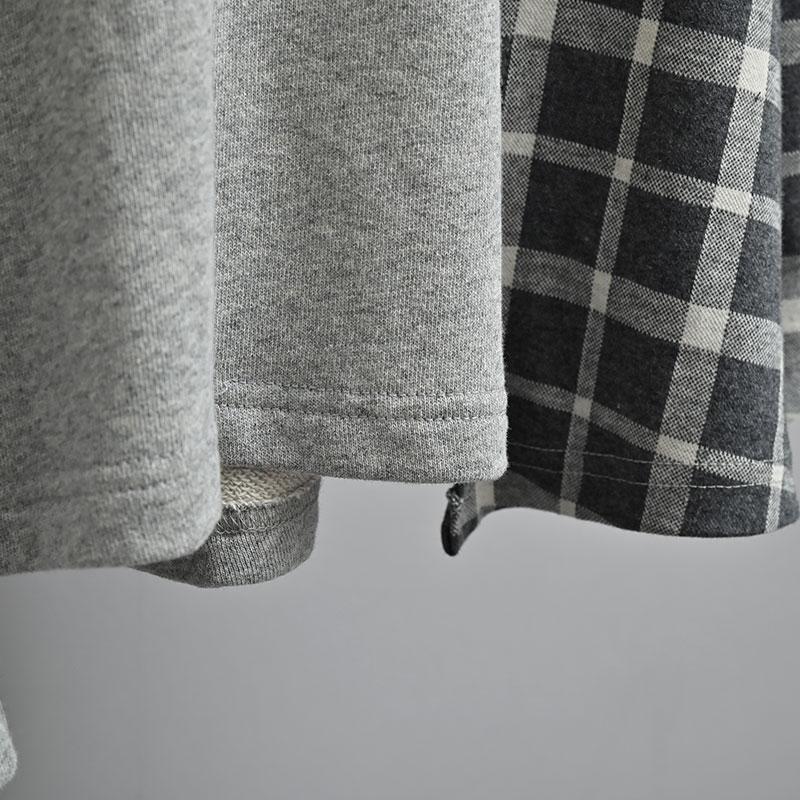 Plus Size Women's Hooded Sweater 2025 Autumn New Korean Loose Splicing Plaid Top