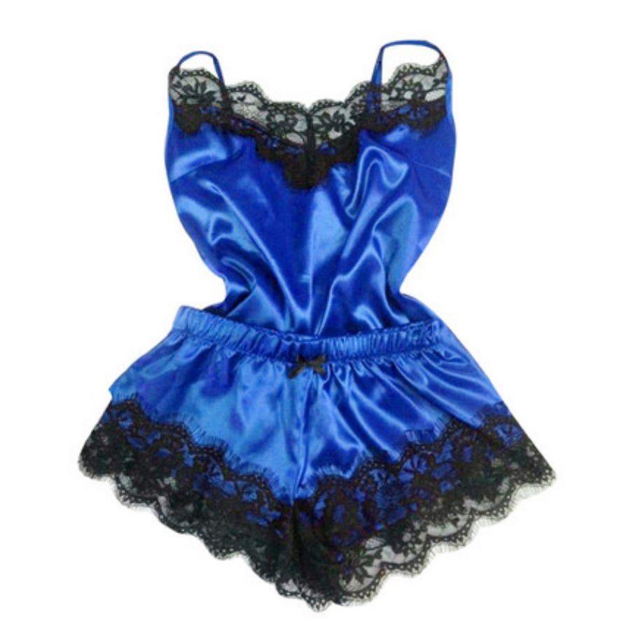 

Шелковое женское нижнее белье кружевной халат платье бэбидолл ночная сорочка ночная рубашка одежда для сна США Blue,XL
