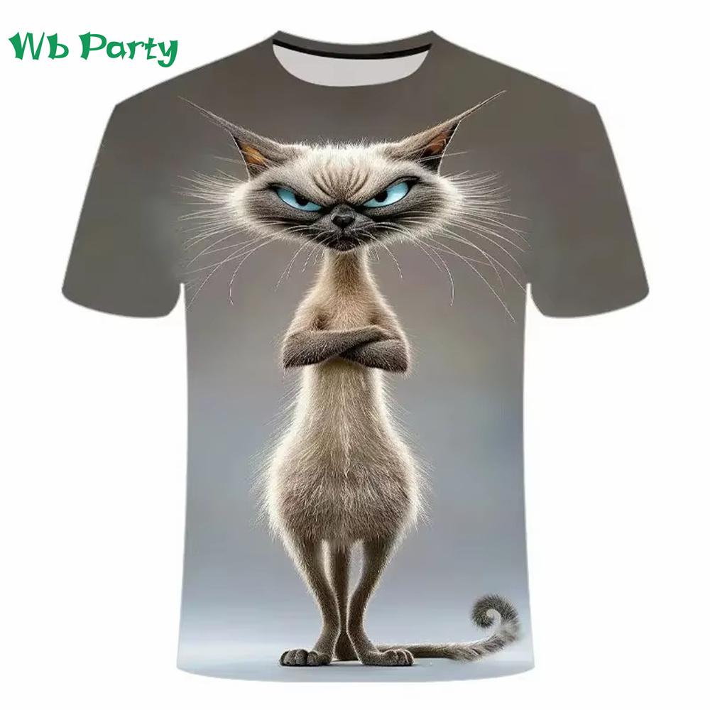 Kočičí tričko Pánská móda Pánské oblečení 3D potisk Kočičí grafické tričko Ležérní Volné Pánské oblečení O-výstřih Harajuku Pánské tričko Top