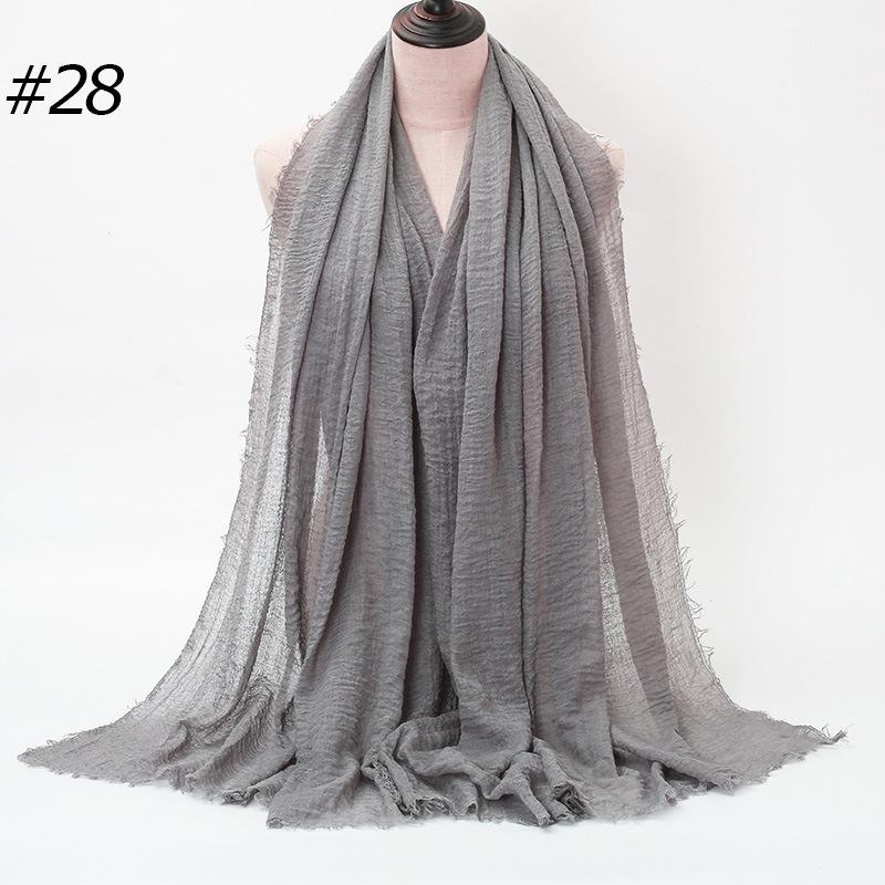 New Pleated Monochrome Cotton Solid Color Scarf, Naturally Pleated Human Cotton Hair Beard Edge Large Size Women's Headscarf B