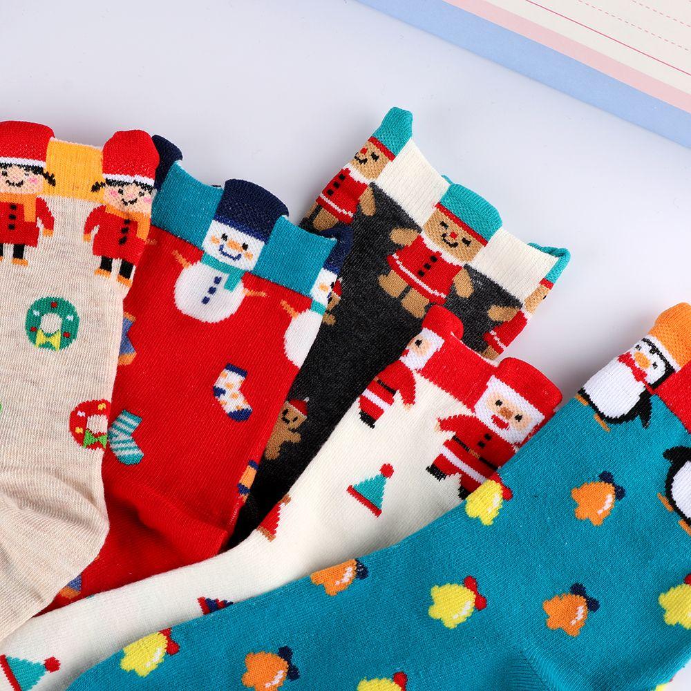 Women Multi-Color Xmas Gifts Winter Warm Stereoscopic Christmas Socks Cotton