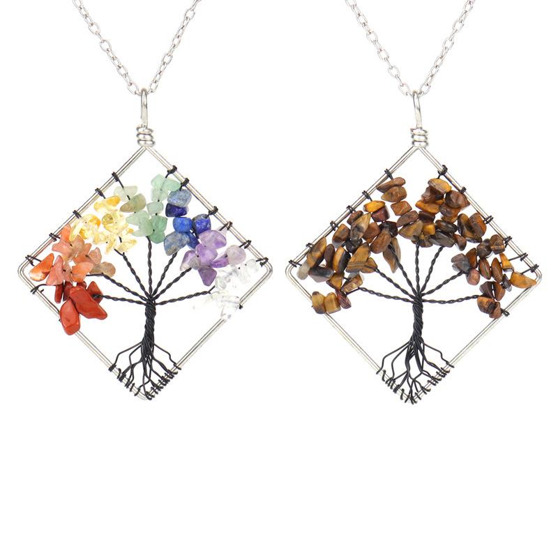 Tree Of Life Square Necklace Natural Irregular Gravel Fashion Accessories Necklace Accessories N51