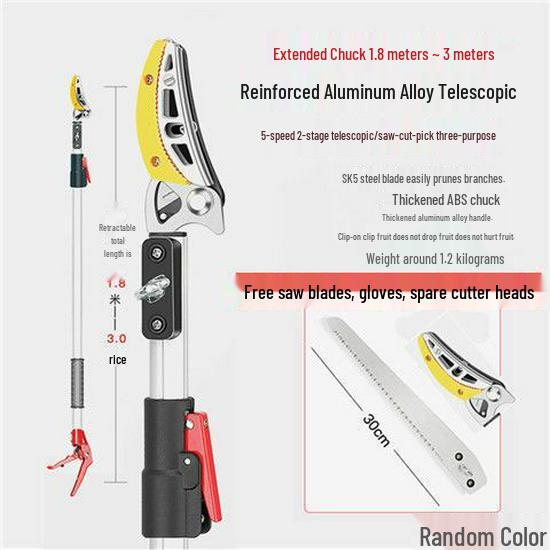 Yüksek Dallar İçin Teleskopik Budama Makası ve Meyve Toplayıcı - Trabzon Hurması, Liçi, Longan ve Malta Eriği İçin İdeal