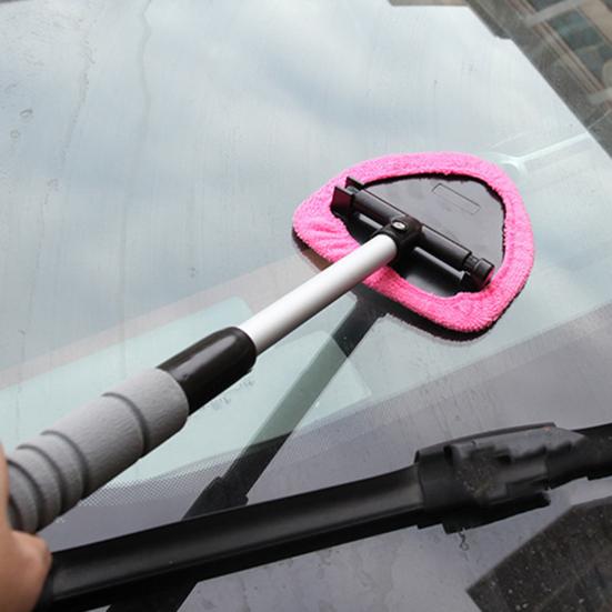 Cleaning Brush with Telescopic Handle 26-41cm Multi-Functional Microfiber Car Window Cleaner for Defrosting Defogging Soft Lint-Free Head Non-Slip