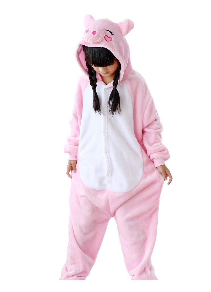 dorawithme Pig Kigurumi Pajamas for Kids, Animal Costume for Halloween and Christmas, Unisex (110cm)