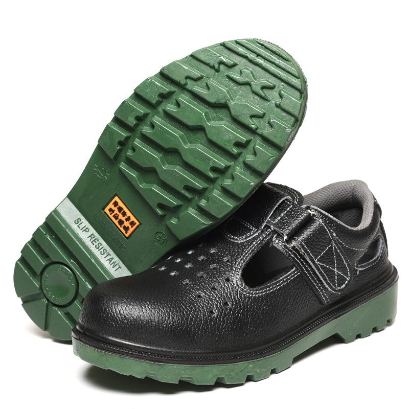 Men's Casual Breathable Steel Toe Caps Working Safety Shoes Worker Summer Safe Sandals Soft Leather Security Boots Protective