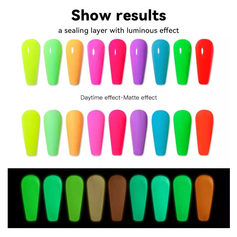 JTING Luminous Effect Glow In the Dark Gel Top Coat Nail Gel Polish Clear OEM Customize Private Label 15ml Bottles