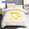 Pittsburgh Penguins Pattern Bedding Quilt Set  Home Decoration  Gift (1 * Duvet Cover + 2 * Pillowcase  Without Core)