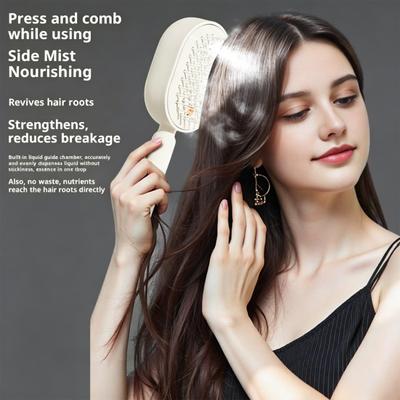 1/2 Piezas Cepillo Eléctrico para el Cabello con Spray y Herramienta de Masaje, Cepillo Recargable para el Cuidado del Cabello con Niebla de Agua, Cepillo Vaporizador Antiestático Desenredante para Reducir