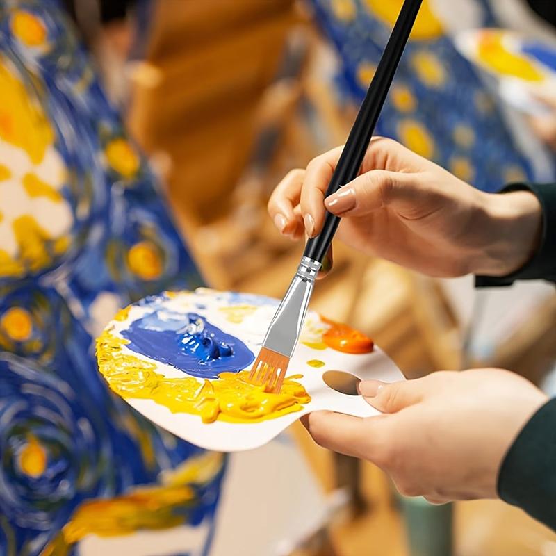 4Pcs Serrated Art Paintbrush Set Non-Slip Handle Leaf Painting Brushes for Home Landscape Sketching Art Lovers