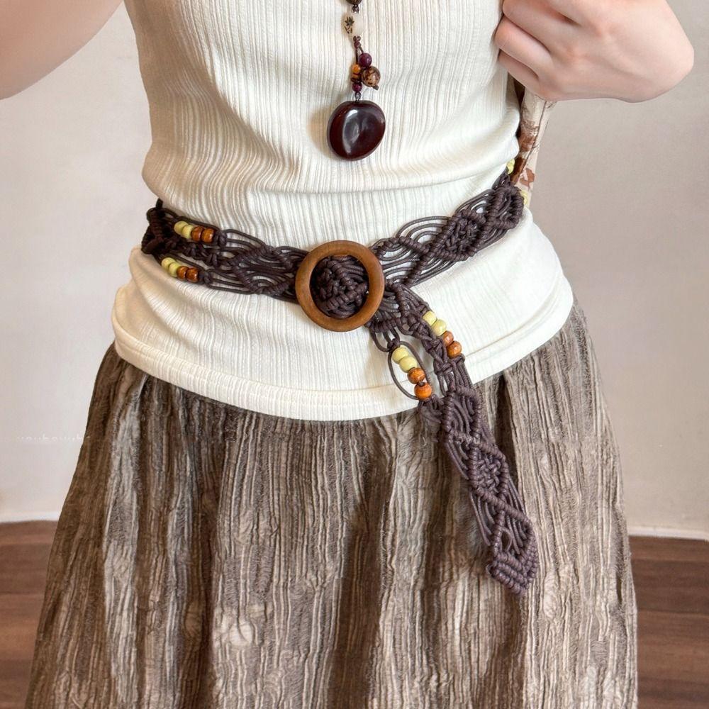 Wax Rope Weave Belt Retro Ethnic Style Waistband Fashion Waist Rope  Waist Accessories