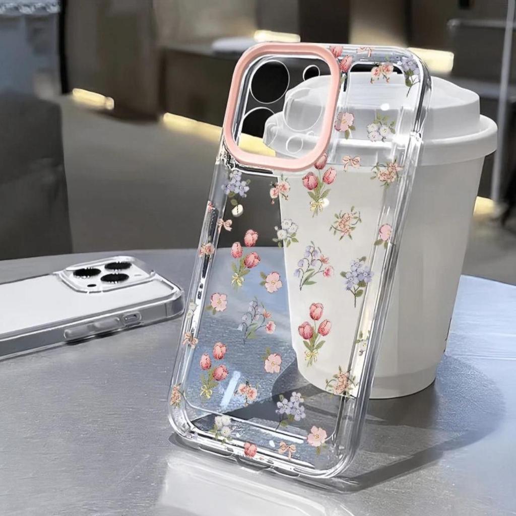 Simplicity Full Screen Bouquet Phone Case For iPhone 16 15 14 13 12 11 Pro Max XR XS MAX 7 8 Plus Y2K Cute Anti Fall Back Cover
