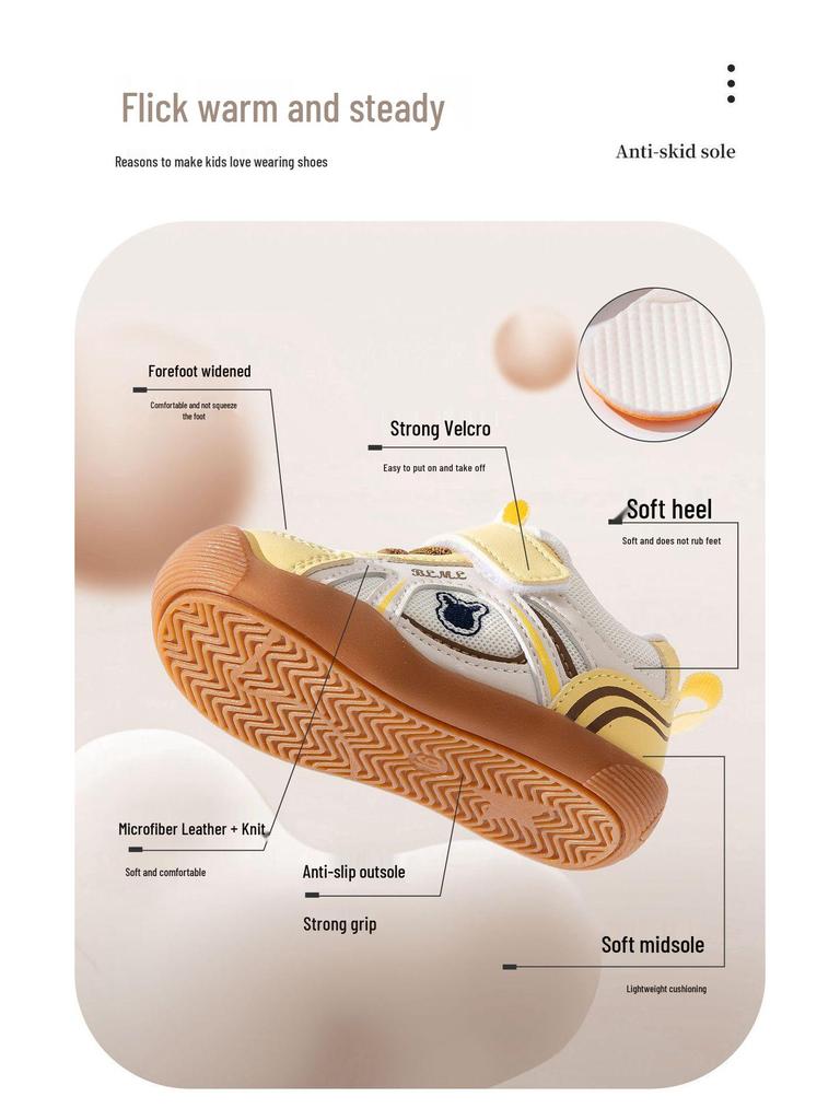 2026 Spring Soft Sole Breathable Anti-slip Walking Shoes for Infant & Toddler Boys & Girls