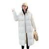 Long Puffer Jacket for Women Winter Warm Hooded Coat with Zip Thickened Long Sleeve Down Coat with Pockets