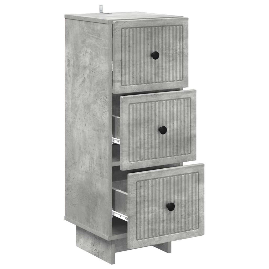 Drawer Chest Concrete Grey 33 x 34.5 x 90 cm Engineered Wood
