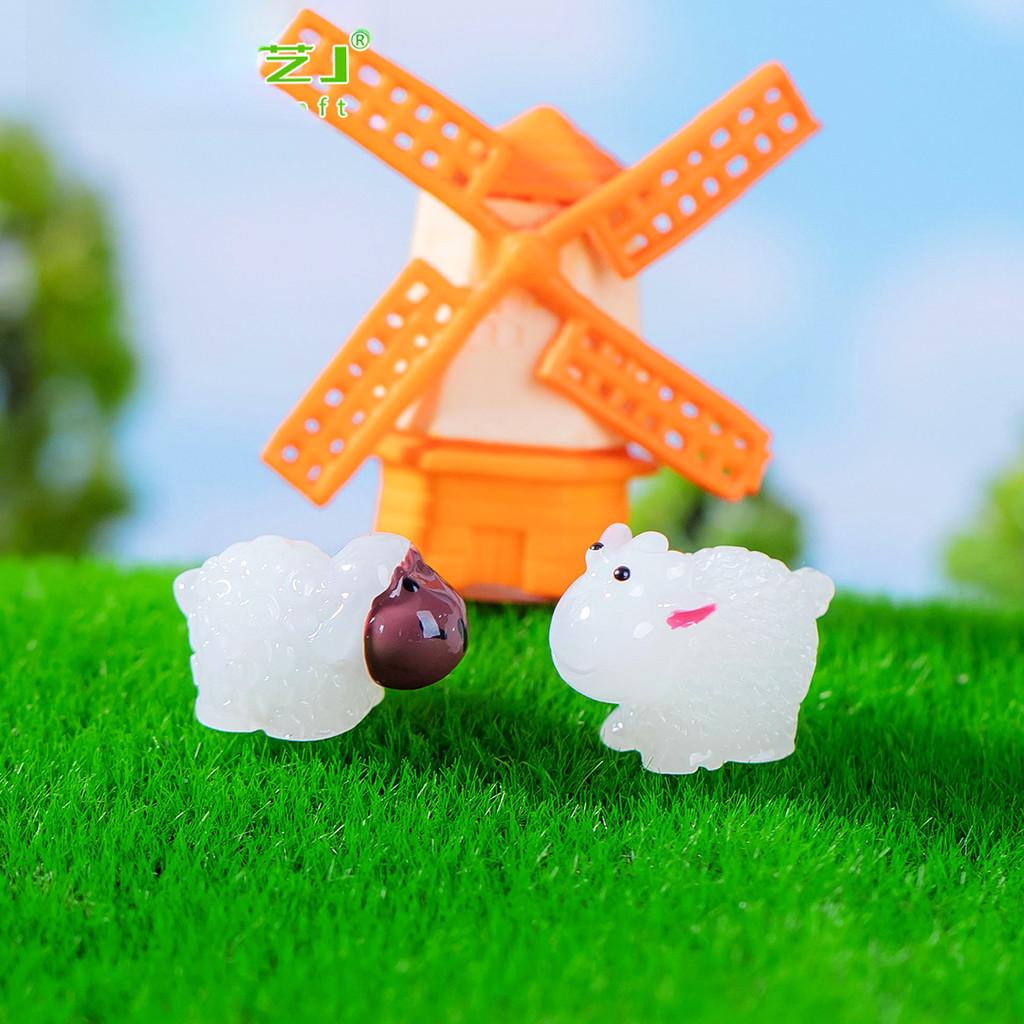 Cute Luminous Sheep Resin Figures For Miniature Garden And Fairy Landscapes