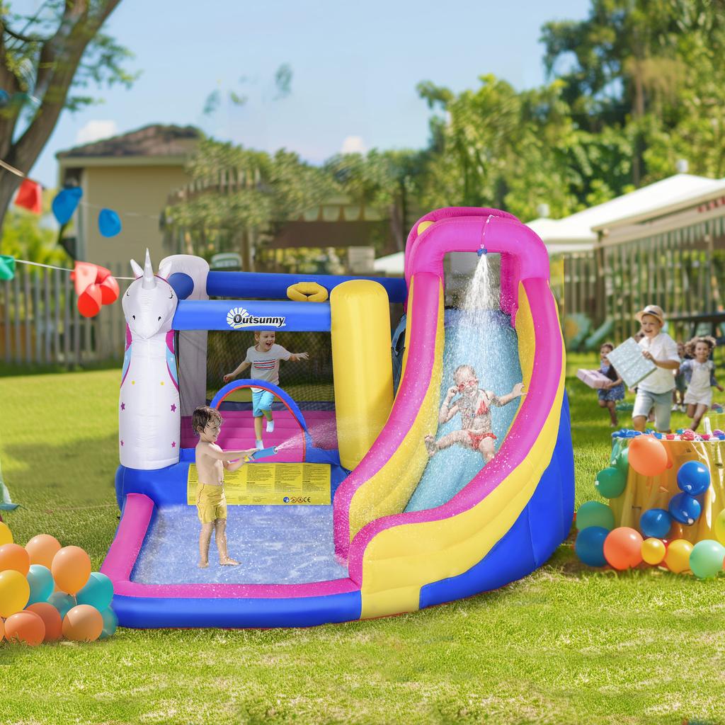 5 In 1 Bouncy Castle, with Blower, for Ages 3-8 Years - Multicoloured