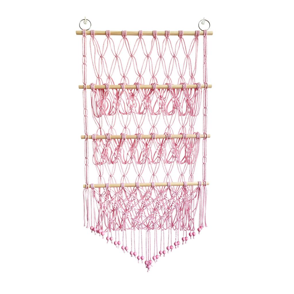 Bohemian Style 3 Layers Toy Storage Net Rope Woven Storage Basket For Plush Doll Wall Decoration Toys Organizer Bags Net Pocket