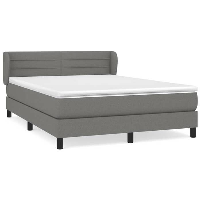 3126326 vidaXL Lit à sommier tapissier avec matelas Gris foncé 140x200cm Tissu