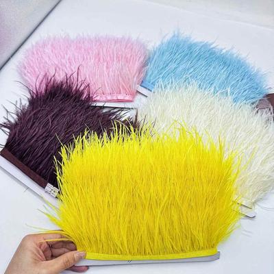 10M/393 pollici 8-10cm Piume di Struzzo Naturali Bordure per Ricamo e Artigianato Nastro Piumato Frange Decorazione Gonna