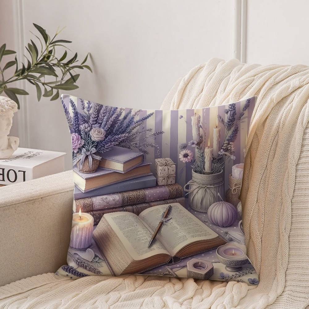 Kissenbezug mit Lavendel-Thema Heimdeko Überwurf für Sofa Bett Auto Raumdeko Geschenkidee