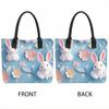 Cute Bunny Floral Canvas Tote Bag for Daily Use
