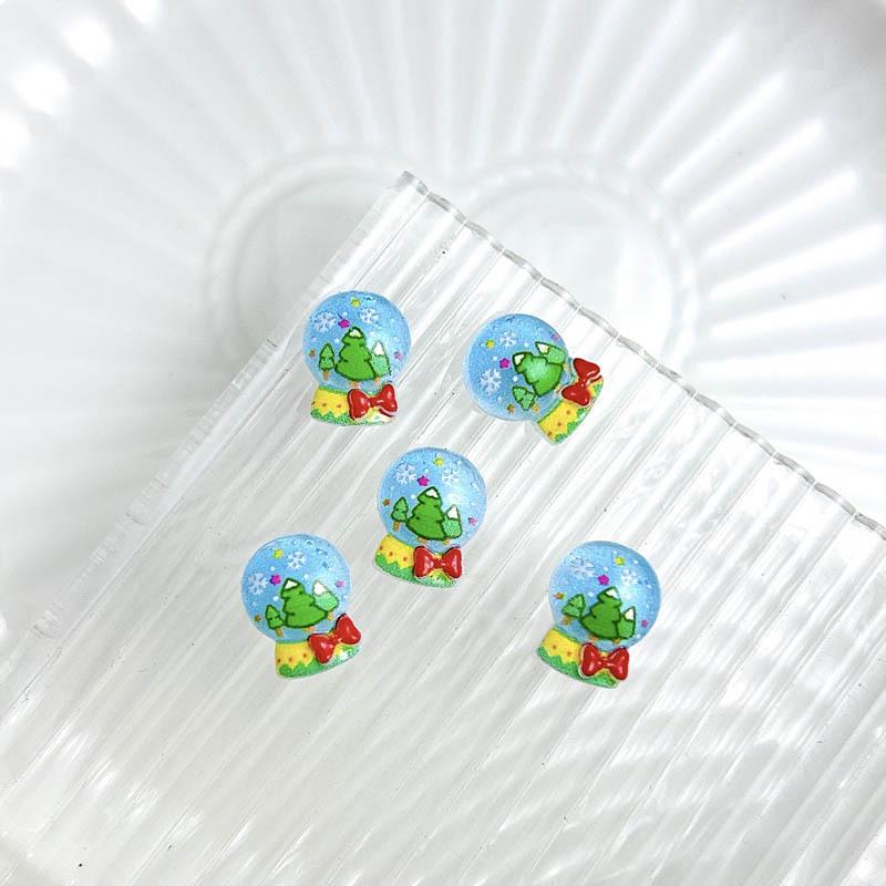 New Christmas Cartoon Luminous Nail Art Accessories 3D Santa Claus Wreath Bell Resin Wearable Nail Decorations хрустальный шар