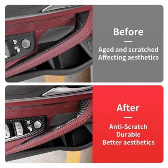 Carbon Fiber Interior Door Pull Handle Armrest Panel Cover For BMW G30 G31 G38