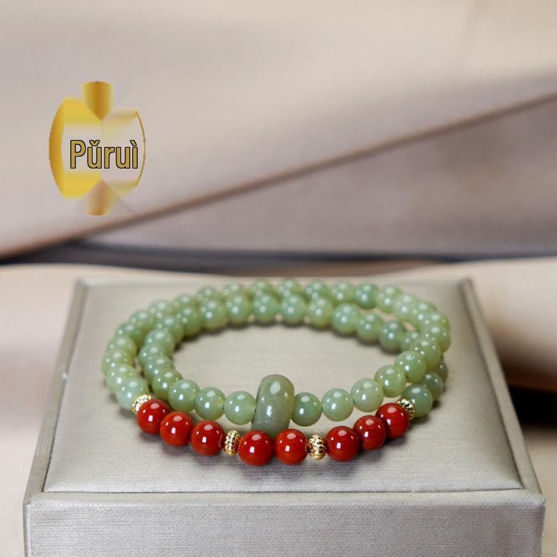 Ice Blue Hetian Jade Bracelet for Women - Elegant Bead String Jewelry, 2024 New Style