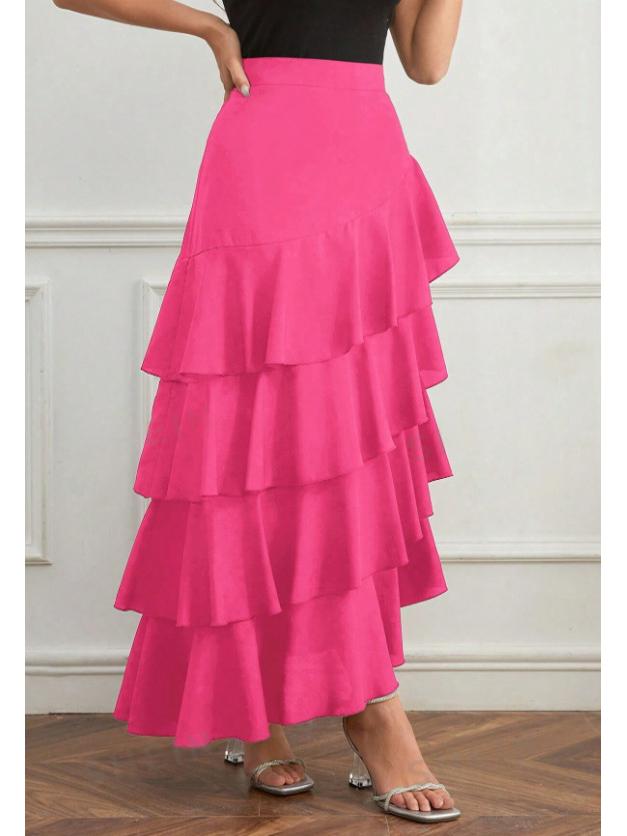 Europäisch-Amerikanischer Frühling/Sommer High-Waist Unregelmäßiger Midi Maxi Rock