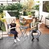 3 Pieces Outdoor Bistro Set Glass Top Outdoor Table And 2 Folding Chairs With Protecting Feet Grey