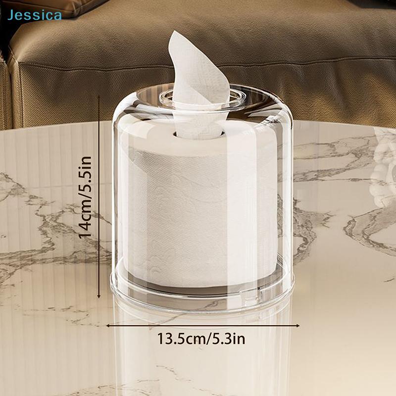 Acrylic Roll Tissue Holder - Clear Squareround Tissue Dispenser For Home Living Room (Decorative Dustproof)