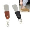 Stainless Steel Shoe Horn With Leather Strap and Keychain Compact Portable Design For Travel Kids Elderly Footwear Aid