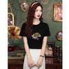 Summer T-shirt women's clothing 2025 new top design sense loose pure lazy printed short-sleeved shirt