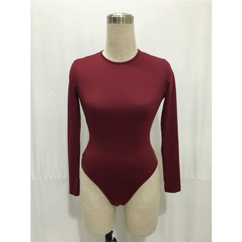 

Женское боди с длинным рукавом, защищающее от просвечивания, с трусиками-треугольниками (LL2155) L вино красного