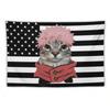 Itadori Yuji Cat Meme Tapestry Funny Anime Cat Print Black White American Flag Style Wall Hanging for Otaku Bedroom