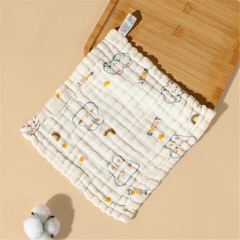 Gentle & Breathable Cotton Towel Handkerchief Wipes Baby Washcloth 6 Layers Baby Bibs Versatile Square Wipes for Bathing