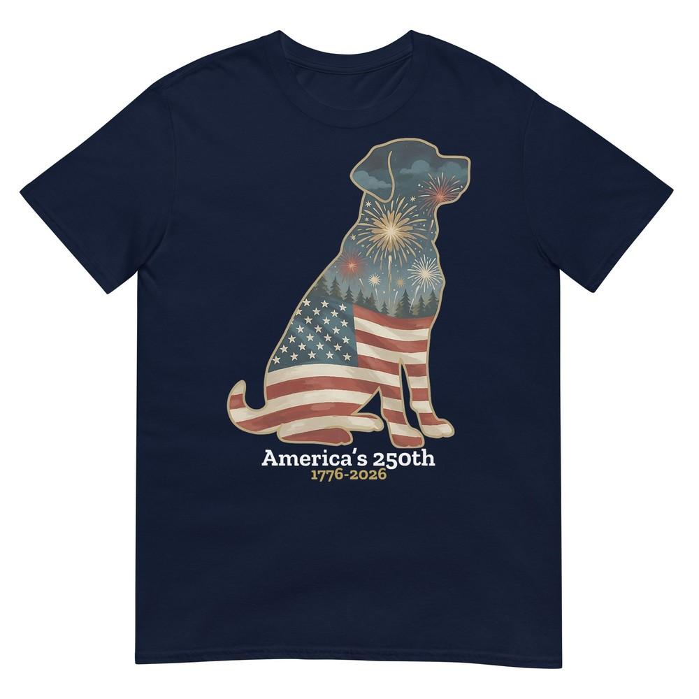 Labrador Retriever Americas 250th Patriotic Dog Fireworks Tshirt S